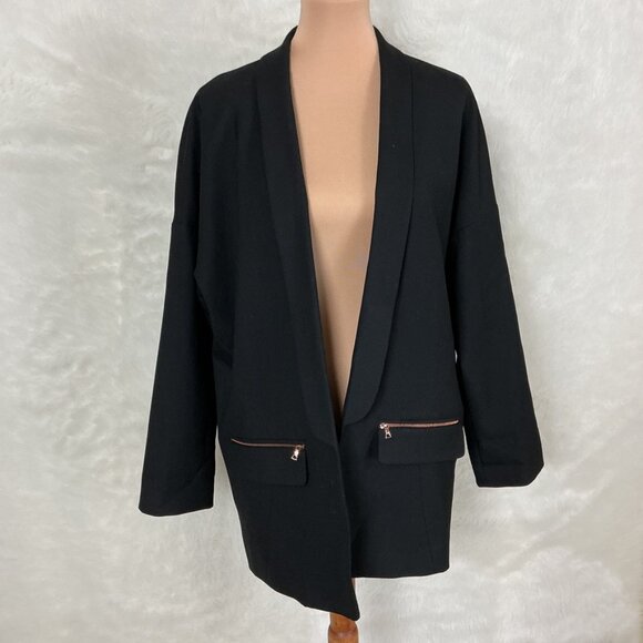 Kit & Ace Black Open Front Borrowed From The Boys Blazer Jacket 10 - Picture 1 of 8